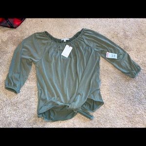 Womens blouse- Tie front off shoulder